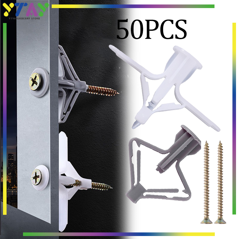 50pcs Pengunci Sekrup Gypsum/ Scrup Gypsum/Sekrup Gypsum/Gypsum Screws/Nylon Toggle Gypsum/Sekrup Gy
