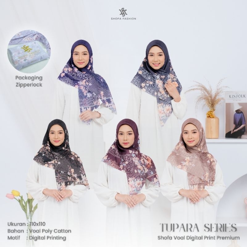 Shofa fashion - TUPARA Series Hijab segi empat voal motip sublime packing ziperlock