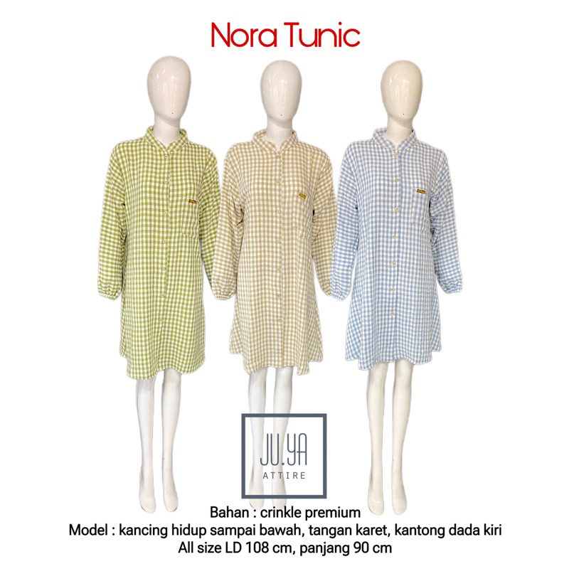NORA TUNIK bahan crinkle motif kotak-kotak