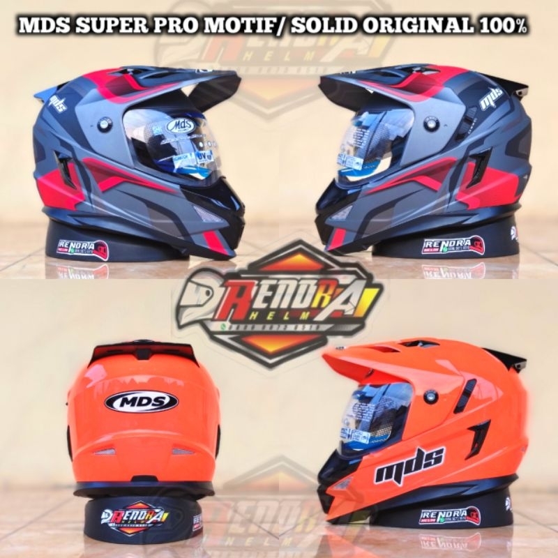 Helm MDS SUPERMOTO Motif/ Solid. Original 100%.  MDS Super Pro. ( Ogkir Termurah 2kg )