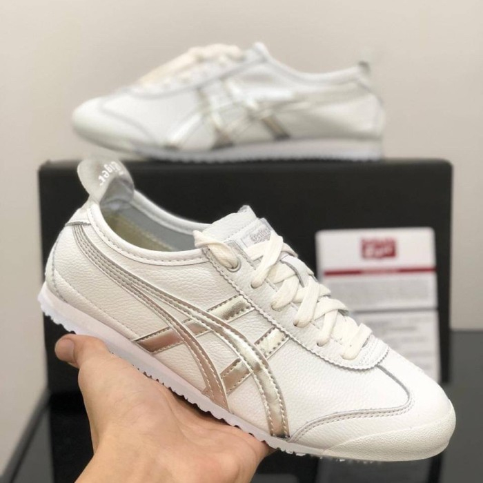 Sepatu Onitsuka tiger mexico 66 original putih silver free paperbag