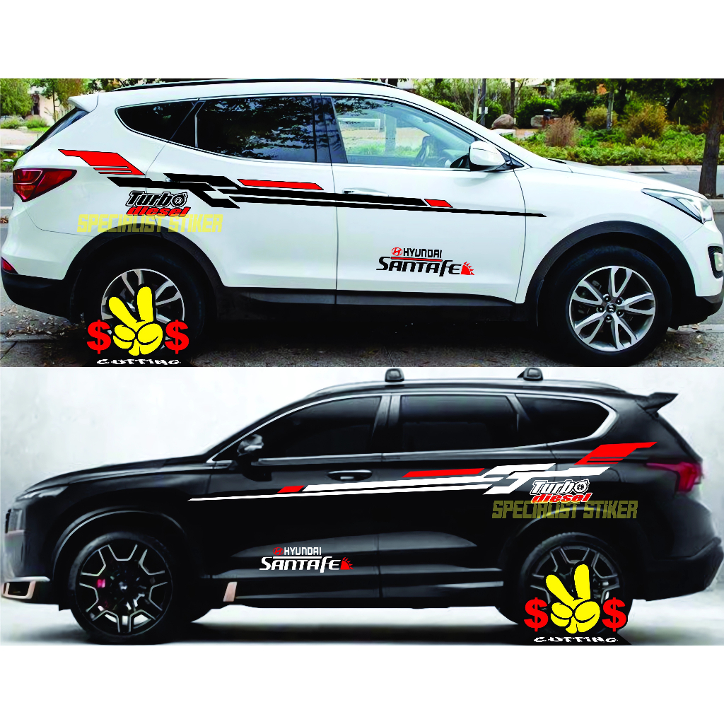 Stiker Mobil Hyundai Santa Fe Cutting Sticker Body Mobil Hyundai Santa Fe Diesel