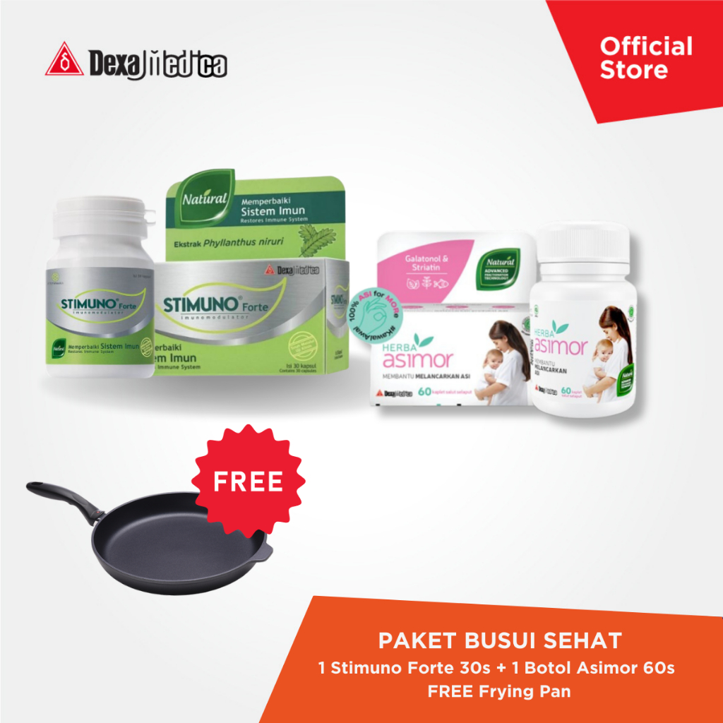 1 Box Stimuno Forte 30 Kapsul + 1 Botol Asimor Pelancar Asi 60 Kaplet - FREE Pan