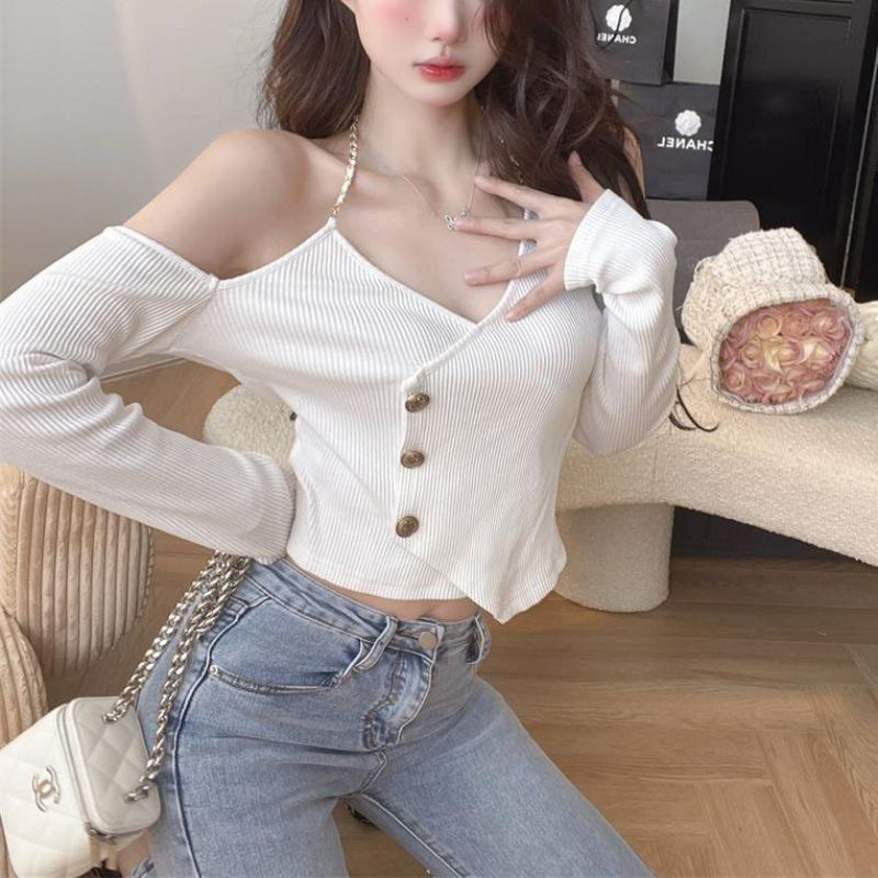 Atasan Wanita Off Shoulder Knit Top Korea