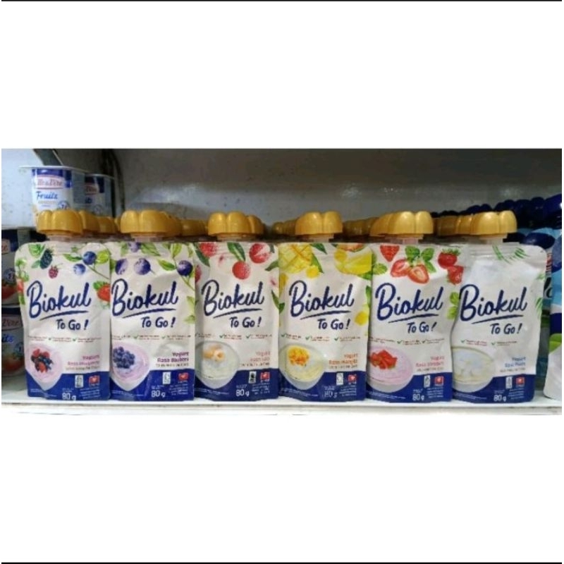 

BIOKUL TO GO yogurt with nata de coco rasa plain strawberry blueberry leci mixfruit mangga