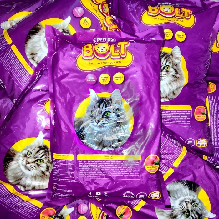 EXSPEDISI - PROMO makanan kucing merk BOLT ikan repack PAKET 8KG 10 PCS termurah - BOLT IKAN