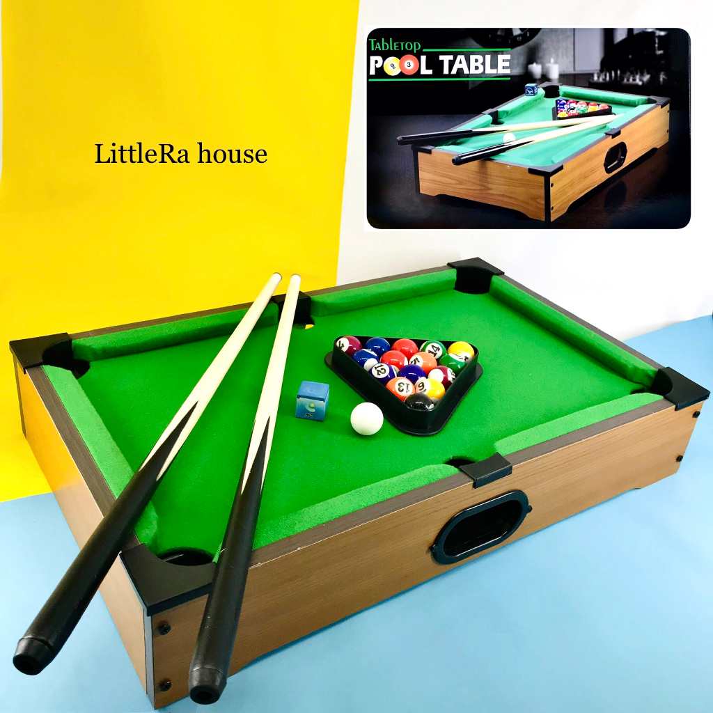 Littlera: Billiard Mini Bahan Kayu | Meja Billiard Kecil | Poll Table Mini Portable