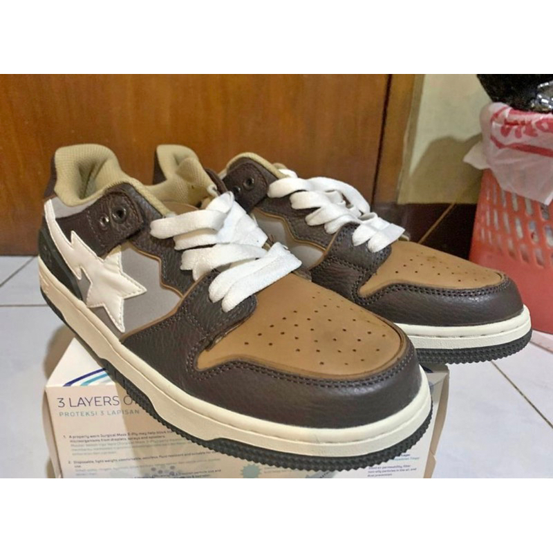 Bape A Bathing Ape SK8 Sta "Brown Ivory" Size 44