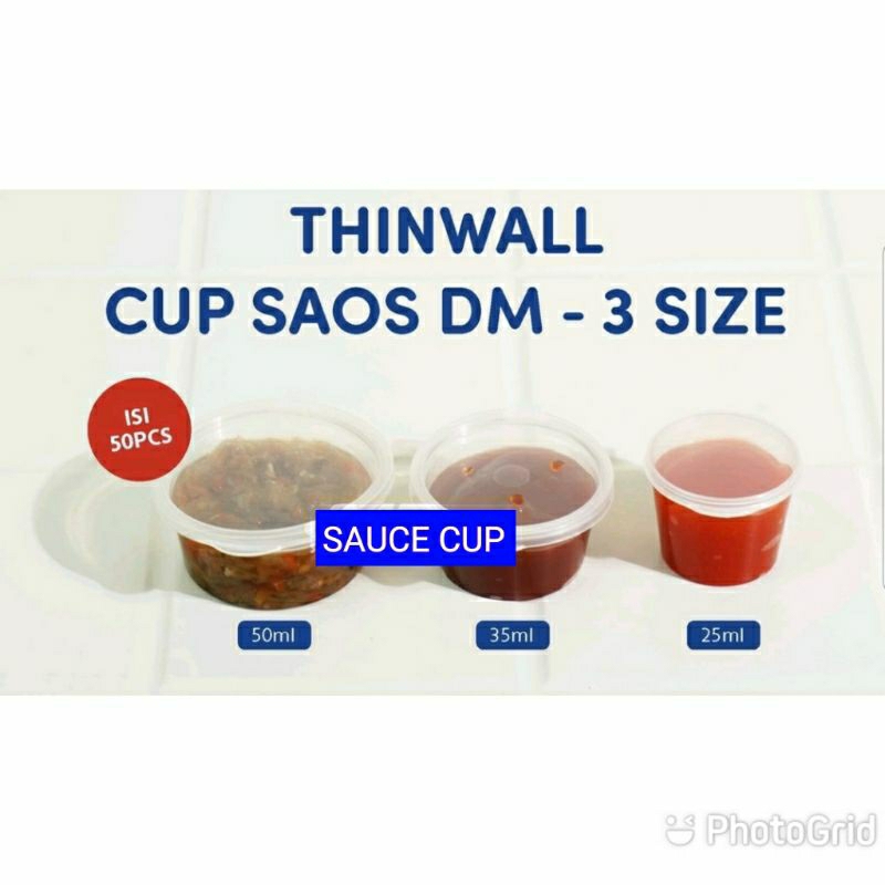 Thinwall Sauce Cup/Tempat Sauce Plastik/(DM1P25ml)/(DM1,5P35ml)/(DM2P50ml)/(DM3P80ml)/DM4P100ML/DM5P150ML