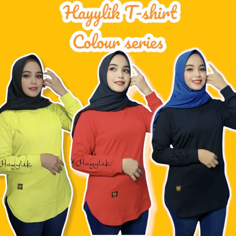 Kaos oval Dinary atasan polos wanita lengan panjang HAYYLIK