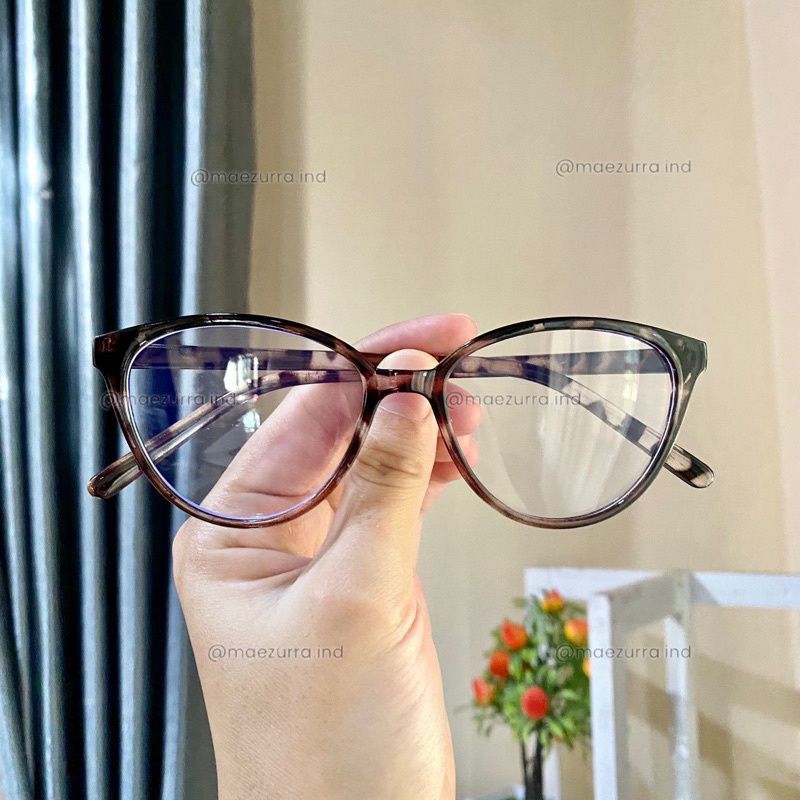 Kacamata cat eye leopard hitam bening terbaru anti radiasi