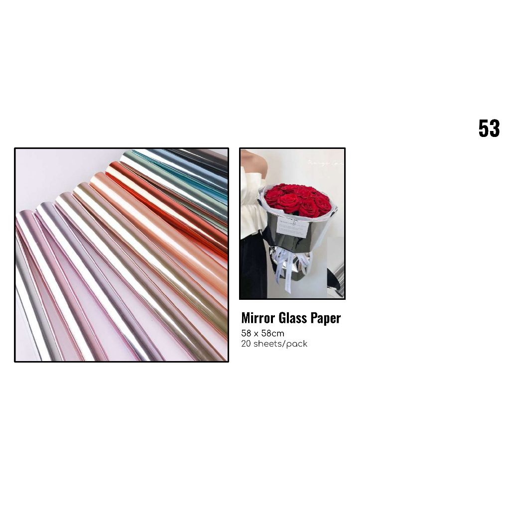 

MY Supplies - Flower Wrapping Paper Mirror Gloss Paper Cellophane Kertas Bungkus Buket Glossy 1 Pack 20 Lembar