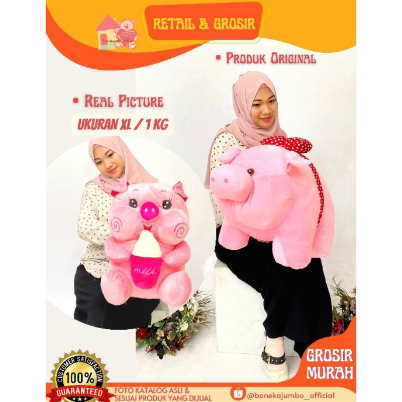 BONEKA BABI JUMBO MURAH SNI | Boneka Babi Besar Jumbo Bahan Halus | Boneka Babi Dot Milk |Boneka Bab