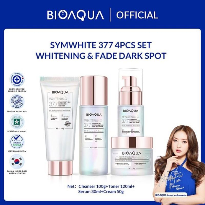 BIOAQUA SymWhite 377 Whitening & Fade Dark Spot paket skincare set with flek