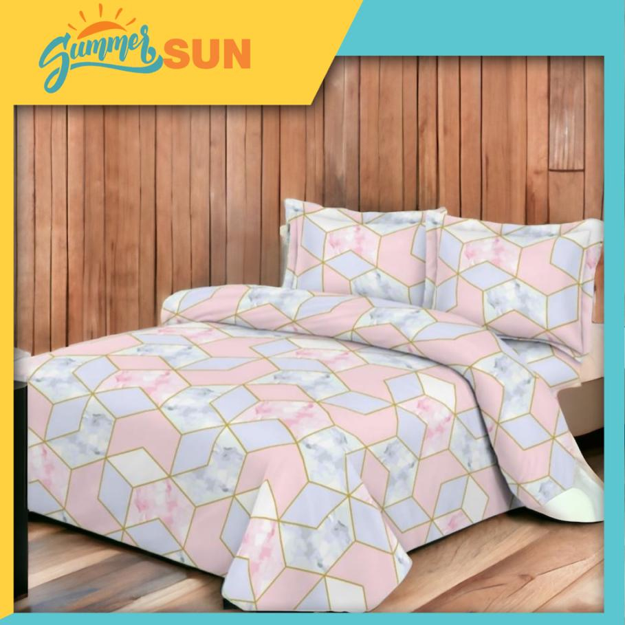 COD - BANDUNG - Bed Cover Set Pink Marble  - Summersun09
