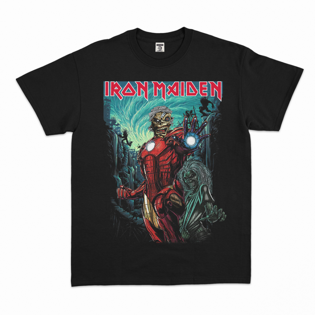kaos pria original 100% TSHIRT BAND IRON MAN IRON MAIDEN PARODY Riseparty