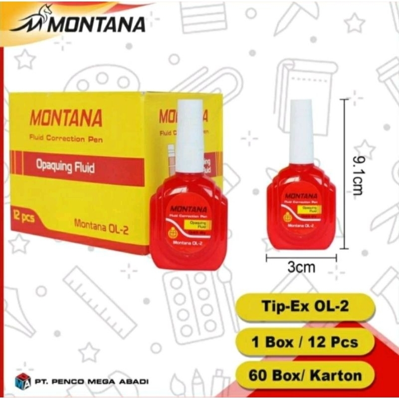 

CORRECTION PEN TIPEX MONTANA Merah OL 2 ANTI MACET