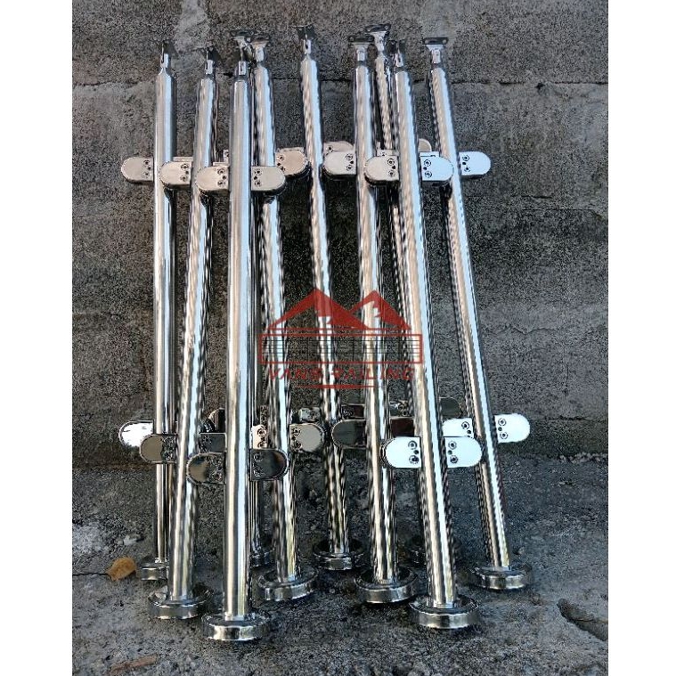 TIANG RAILING TANGGA KACA MINIMALIS PIPA 1½inch STAINLESS SUS304