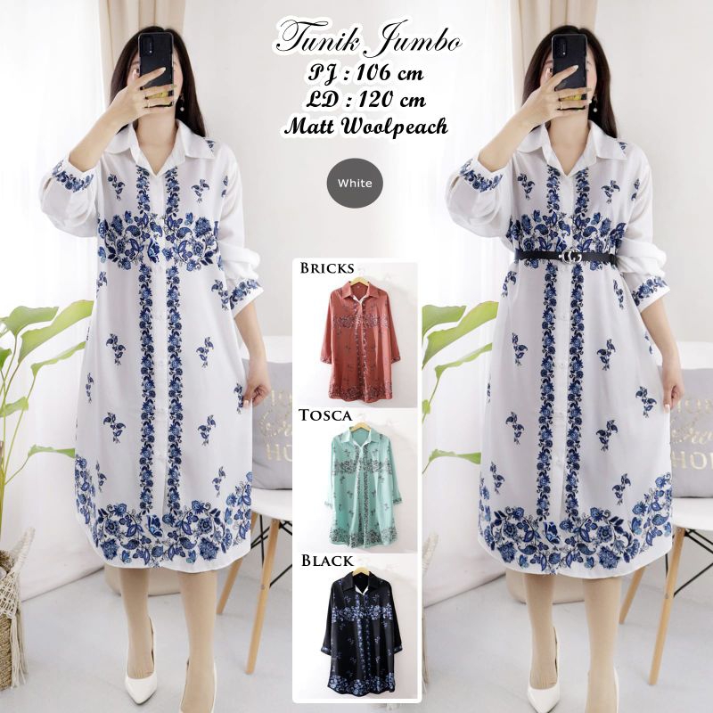 Kemeja Tunik Jumbo Woolpeach Import