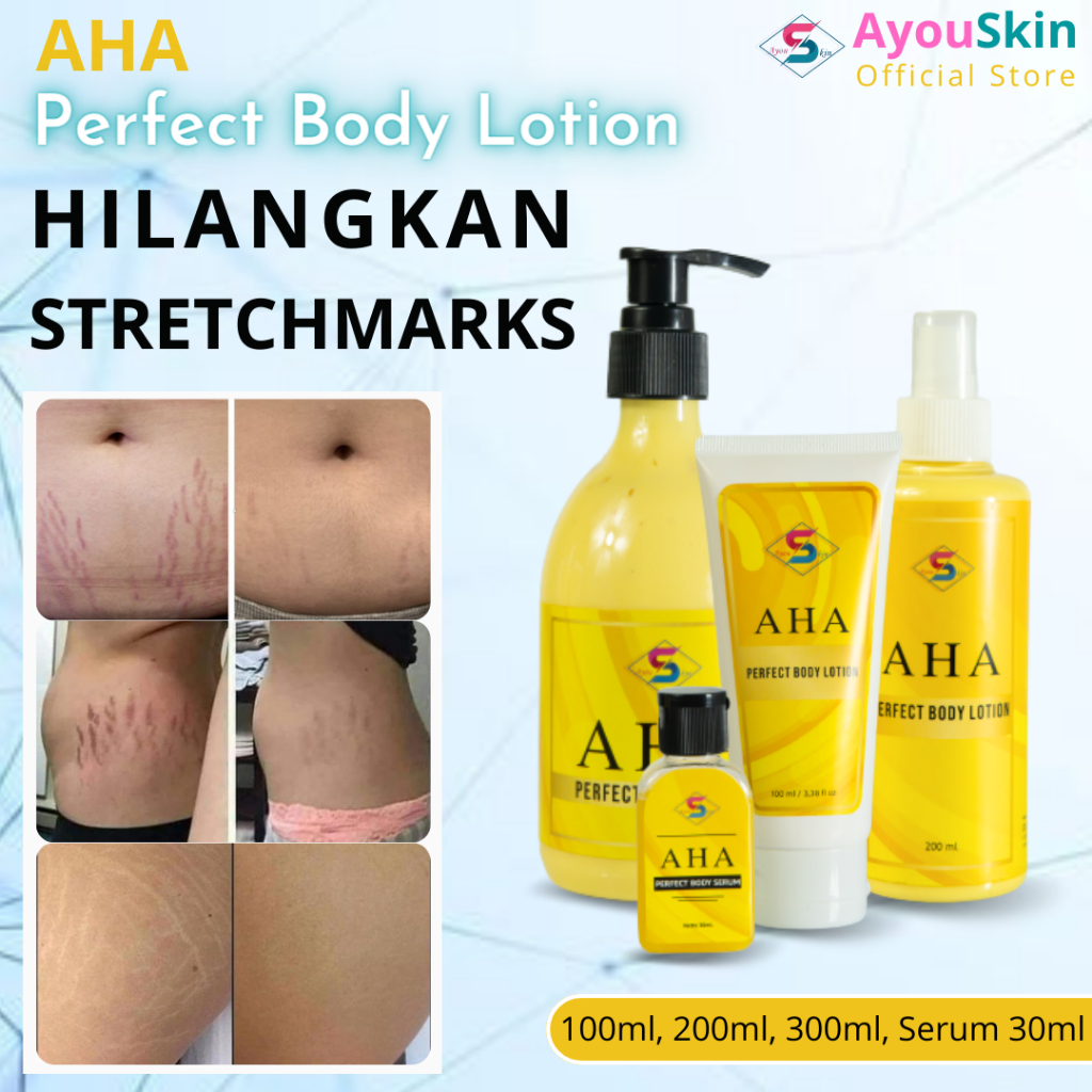 Krim Cream Body Lotion Penghilang Stretch Mark di Bokong, Perut, Tangan, Paha - AHA Body Lotion Pake