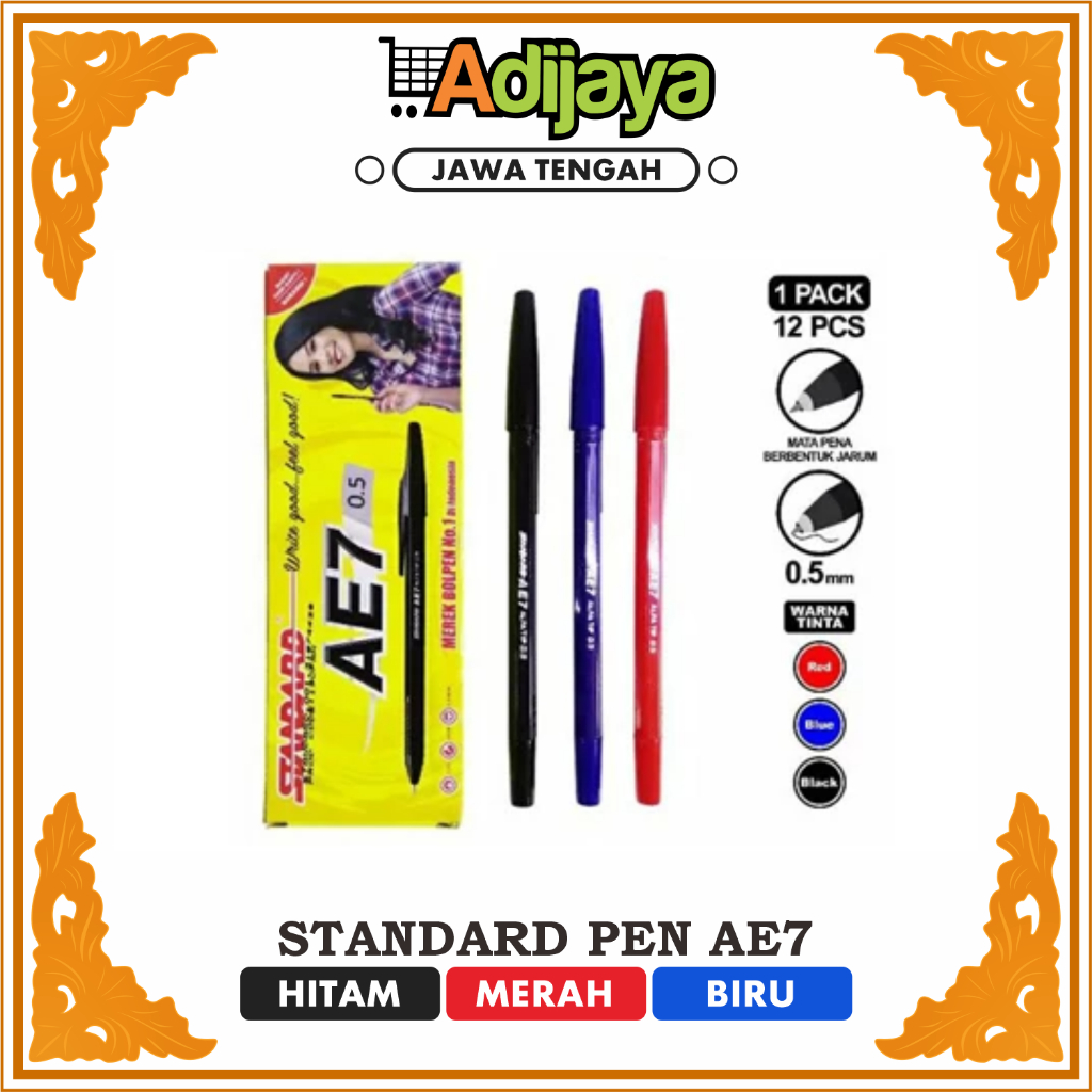 

Standard - Pulpen Bolpen Ball Point AE7 0.5mm Super Smooth - Lusin
