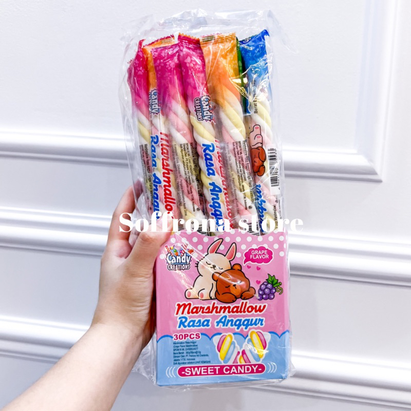 

Marshmallow rasa anggur 1 pack isi 30 pcs candy creations