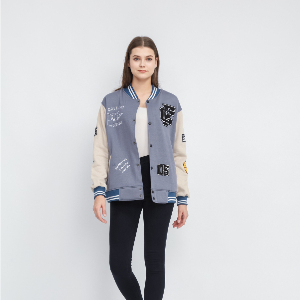 Suke.Co Jacket Vintage Baseball Varsity Embordir Blue Denim