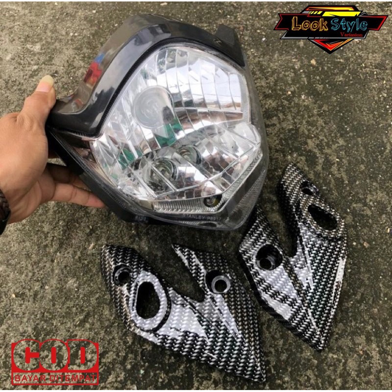 Paket Reflektor lampu depan Vixion Old Vixion New injeksi 2011 Plus Kupingan Carbon