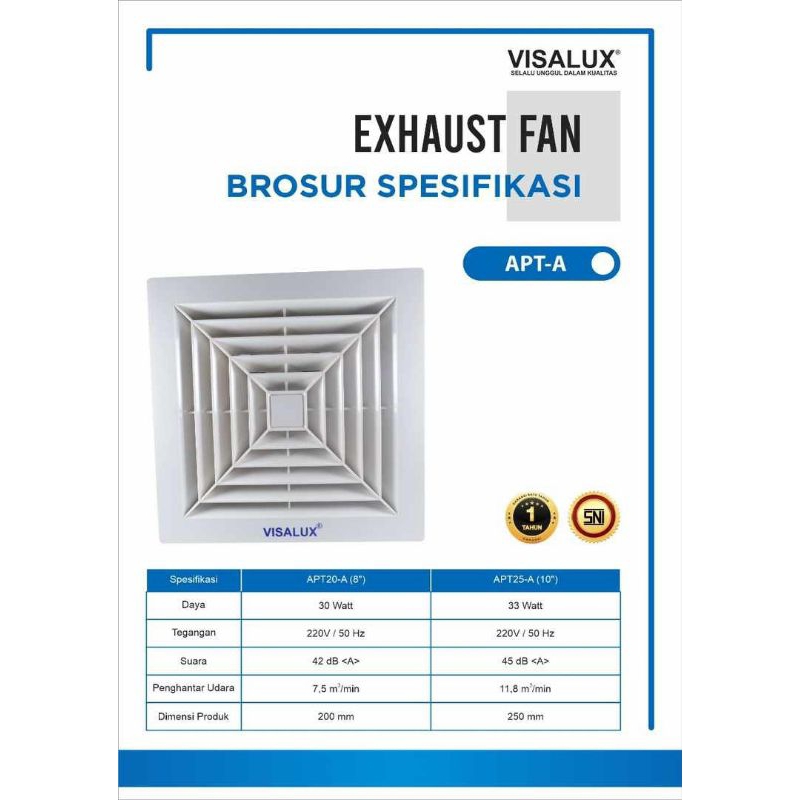 Exhaust Fan Visalux Plafon 8inchi/kipas angin plafon/kipas angin Ventilasi Visalux 8inchi APT20-TG
