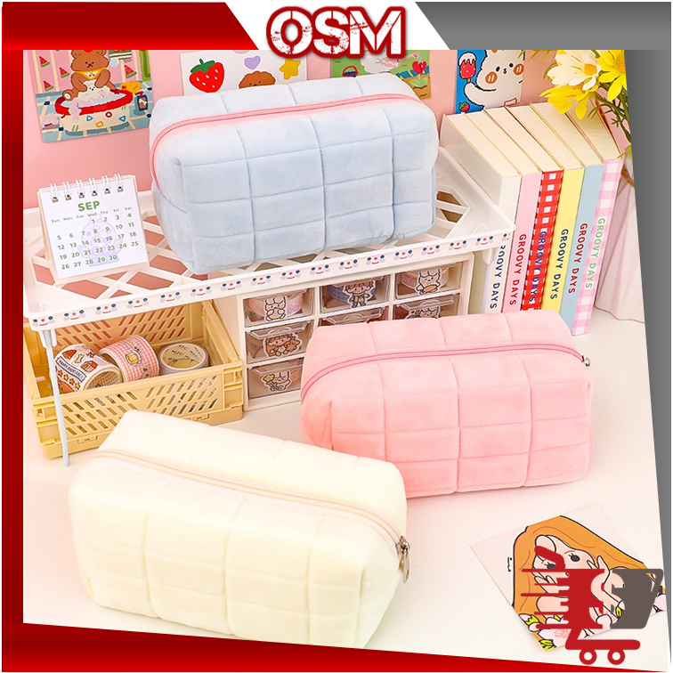 

OSM - T5958 Tempat Pouch Pillow Korea / Kotak Pensil Sleting Velvet Aesthetic Pastel / Kotak Pensil Bulu / Make Up Pouch