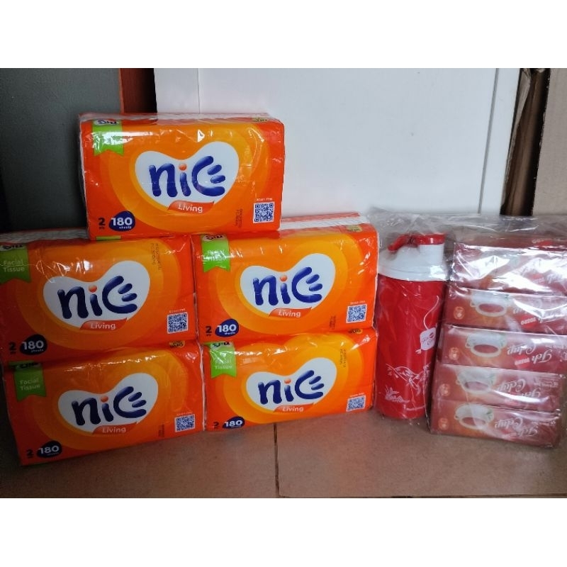 paket 5 PACK tisu NICE + 1 tenteng Teh Celup Sosro free tumbler