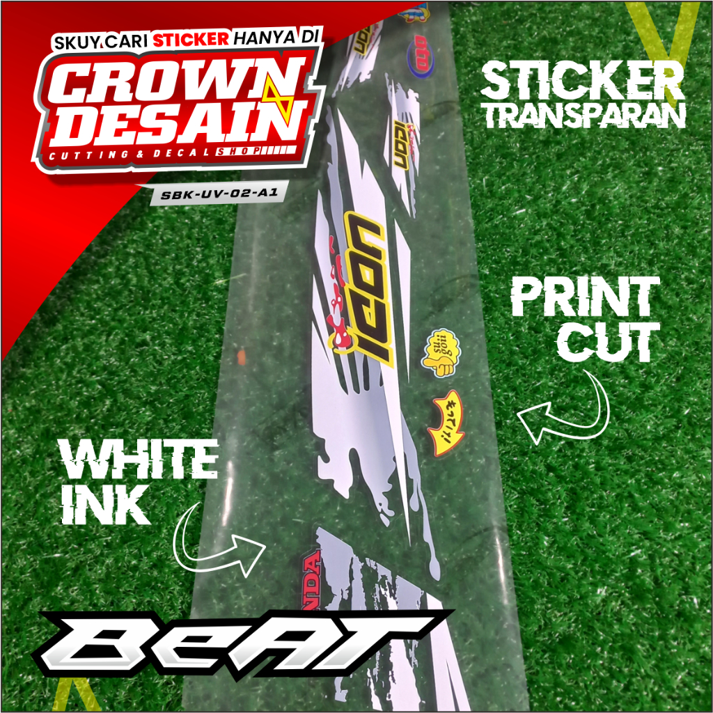 STRIPING BEAT KARBU LIST ICON VARIASI BAHAN BENING TRANSPARAN ICON SPORT - striping beat karbu trans
