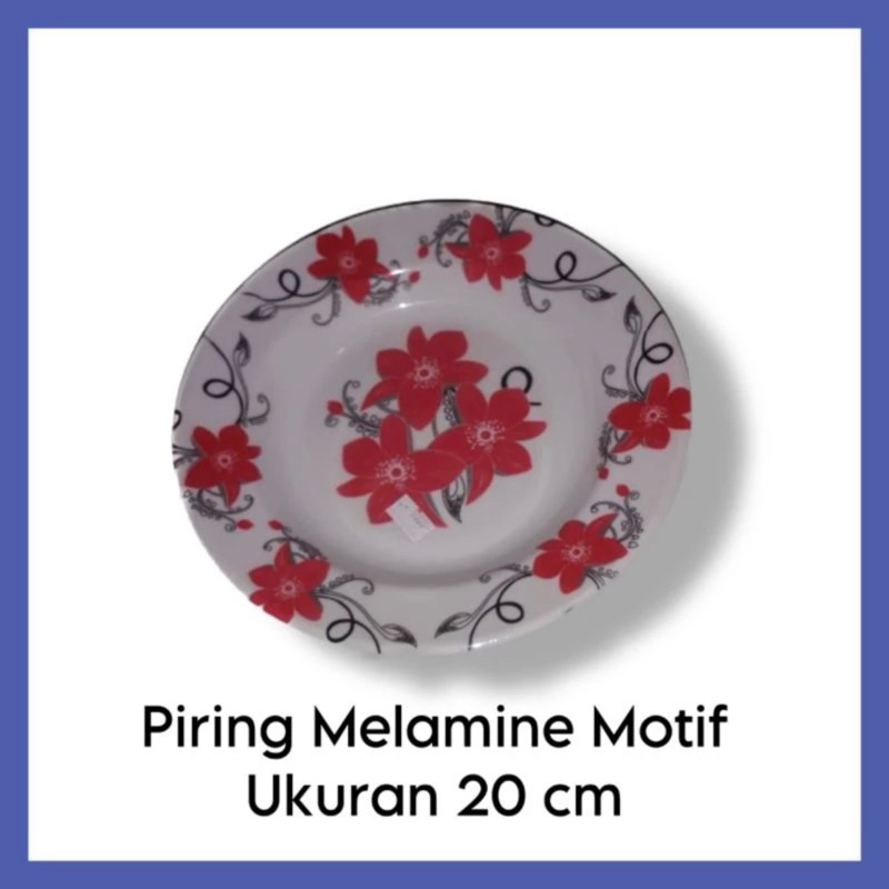 Piring Melamin 8 Inch - Piring Motif Bunga - Piring Makan - Piring melamin Motif Bunga - 408 49