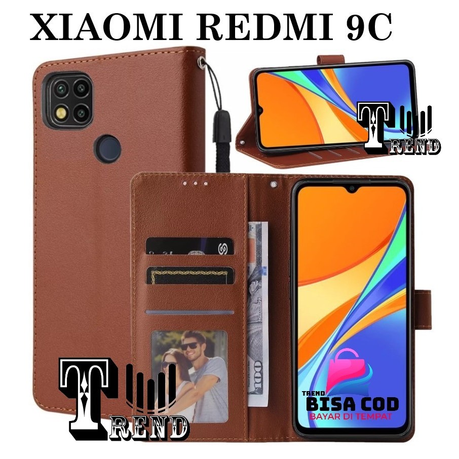 LEATHER CASE FLIP XIAOMI REDMI 9C - FLIP CASE KULIT UNTUK XIAOMI REDMI 9C