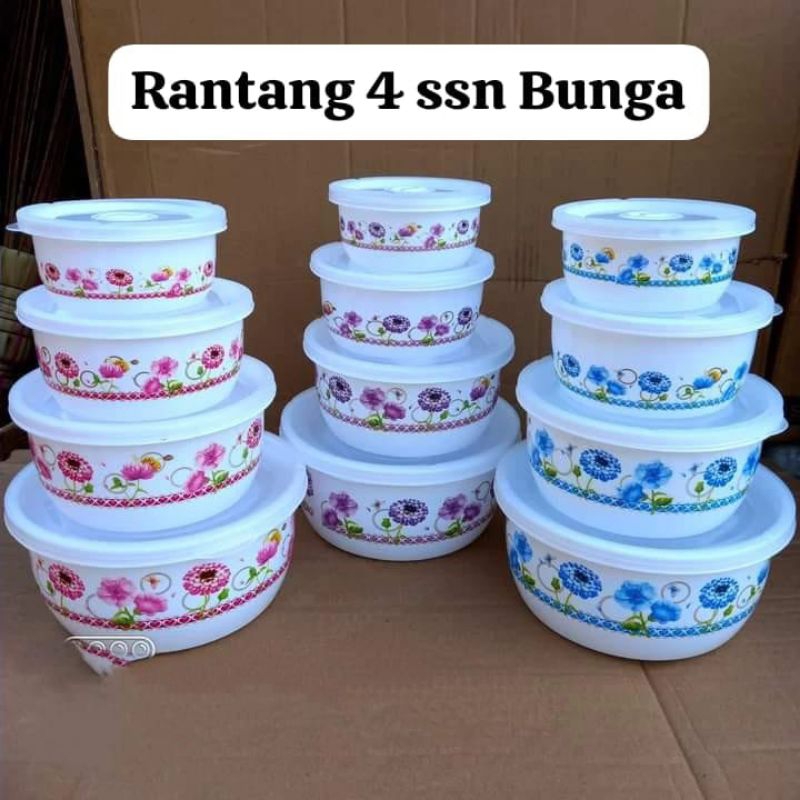 rantang fresh box// Rantang bunga plastik 4susun // Rantang beranak plastik motif