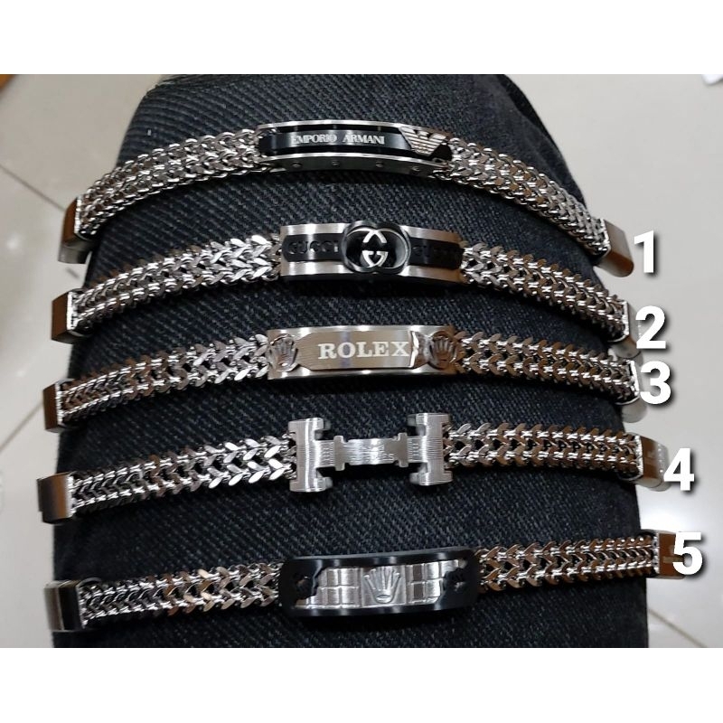 Gelang Rantai Titanium Pria Model Plat Logo Braandd