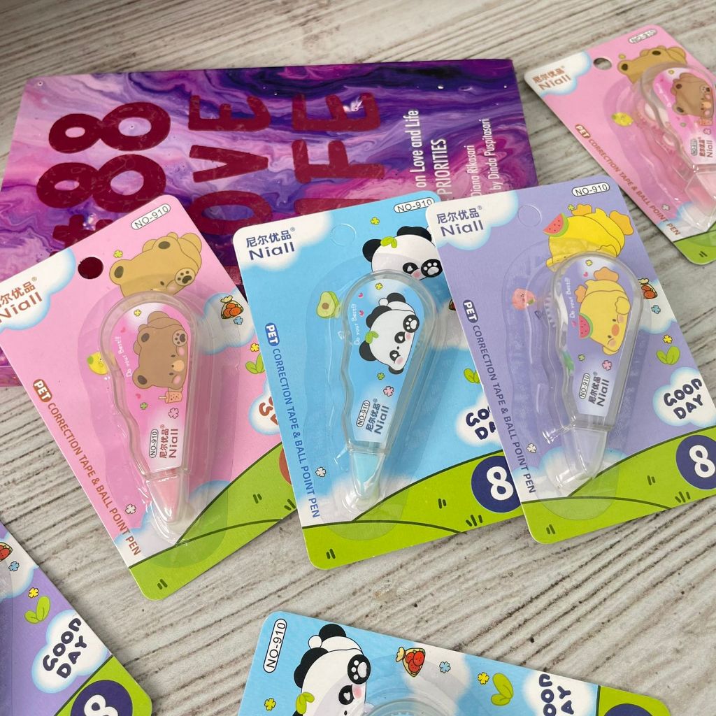 Correction Tape Tip ex 8 Meter Cute Animal Good Day - CT 1001 STATIONERY - tipex tipeks kertas alat 