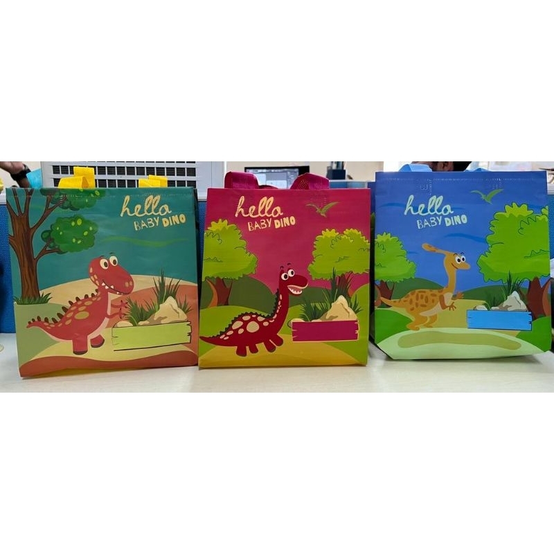 

(LUSINAN )Goodiebag ulang tahun baby dino 25x25x12 - Goodiebag laminasi ulang tahun anak