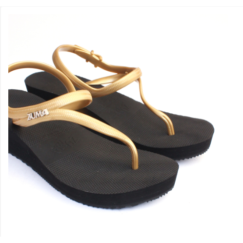 Sandal Zuma Wedges Freya Black Gold Original