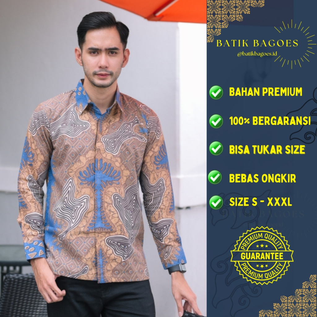 Batik Solo Pria Premium Lengan Panjang Puring Modern Kekinian