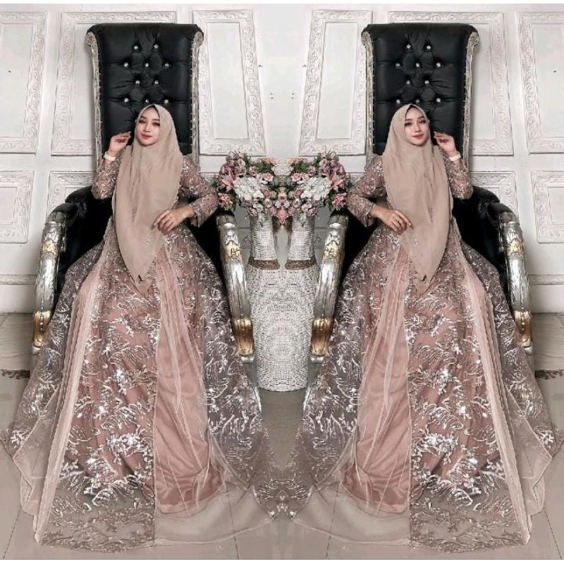 Inces Berbi Gamis pesta Brokat syari kualitas butik