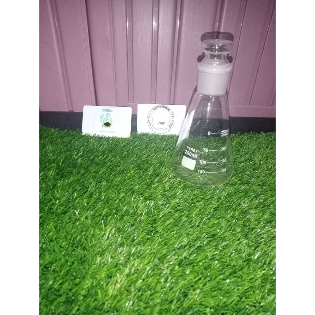 Erlenmeyer / Erlenmayer / Elemayer / elemeyer 250ml asah + tutup pyrex