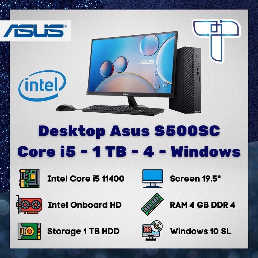 Desktop PC Komputer Asus S500SC - i5 - 1 TB - 4 - Windows
