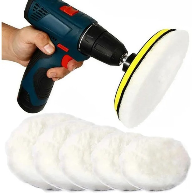 Paket alat wal pad kain spon busa penggosok body poles pemoles mobil motor bisa sambung ke mesin bor