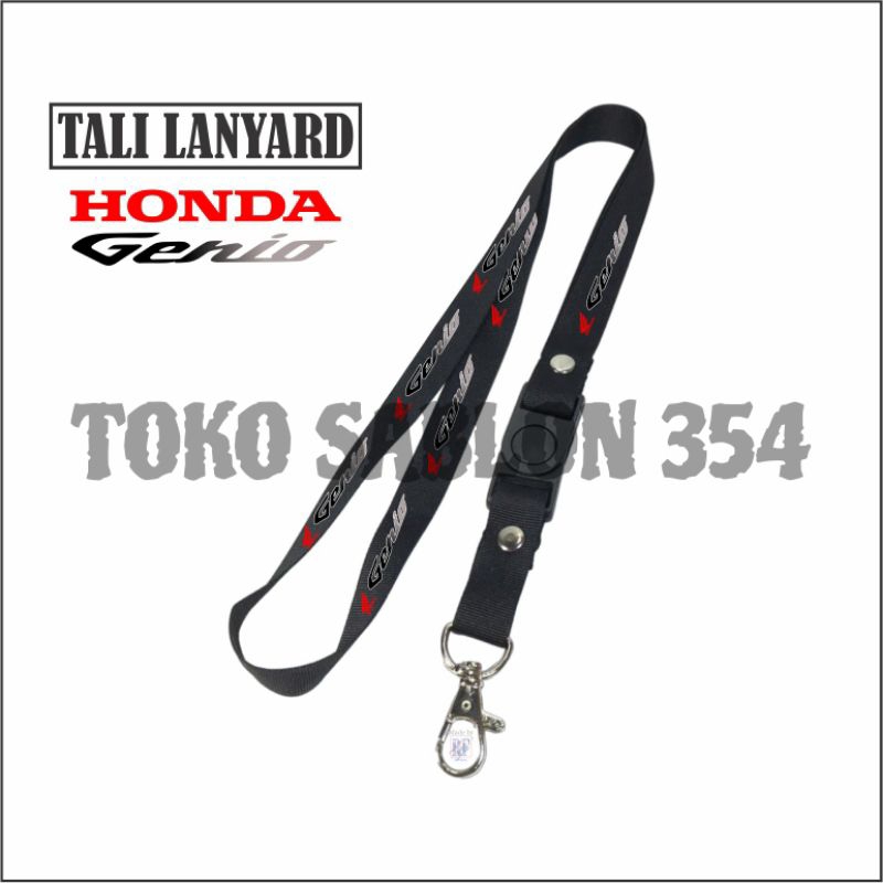 Gantungan kunci GENIO tali lanyard merek motor gantungan leher id card name tag