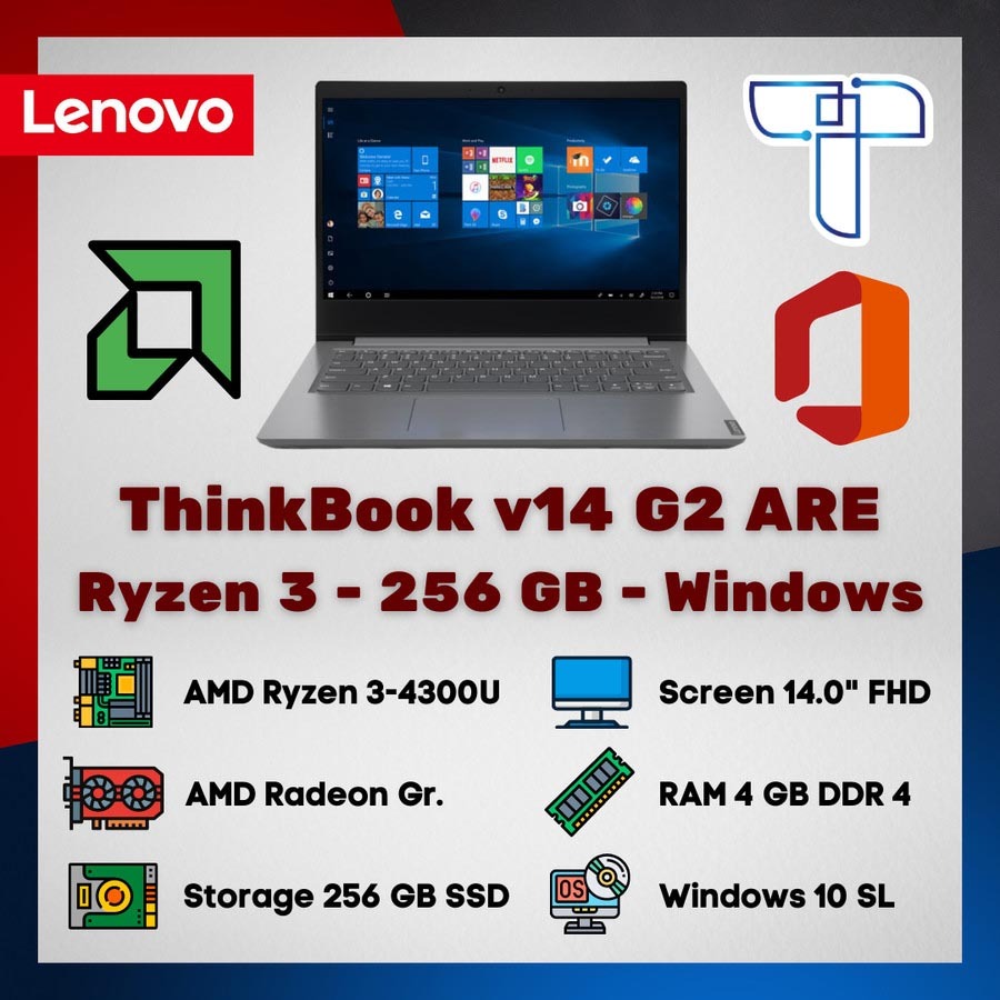 Laptop Notebook Lenovo Thinkbook 14 G2 ARE - Ryzen 3 - 256 - 4 - Win