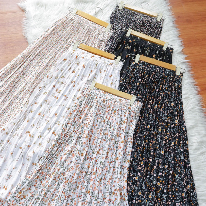 	 ROK MOTIF BUNGA FLORAL SKIRT ROK VINTAGE KOREAN LOOK	