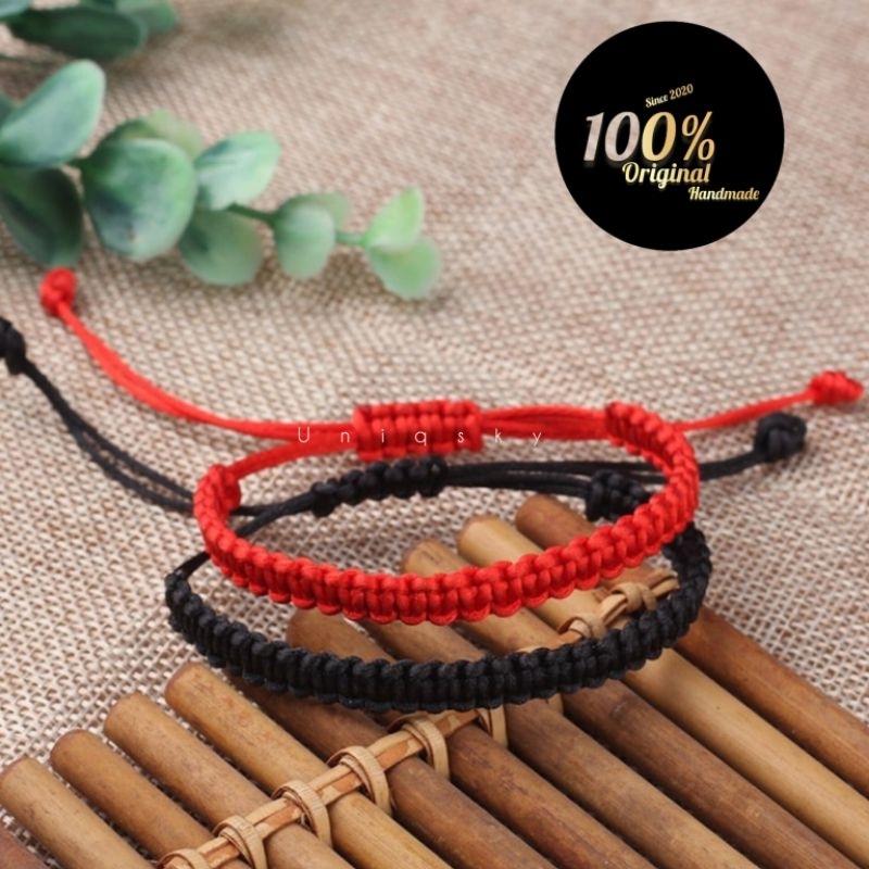 gelang tali persahabatan couple hitam merah