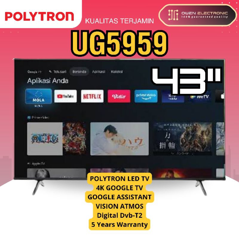 POLYTRON 43UG5959/ PLD 43UG5959 4k GOOGLE TV 43 inch