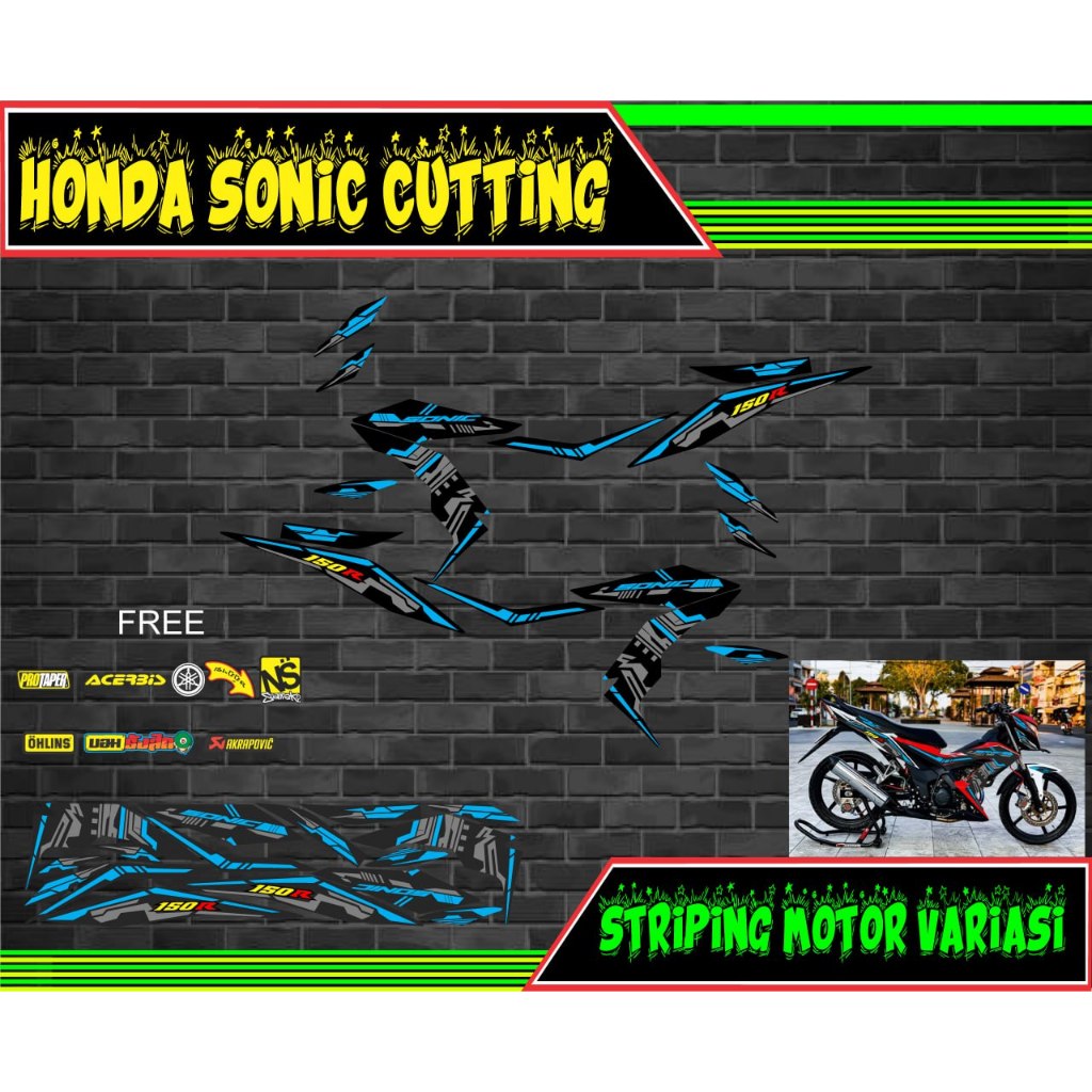 striping stiker decal motor sonic cutting hitam